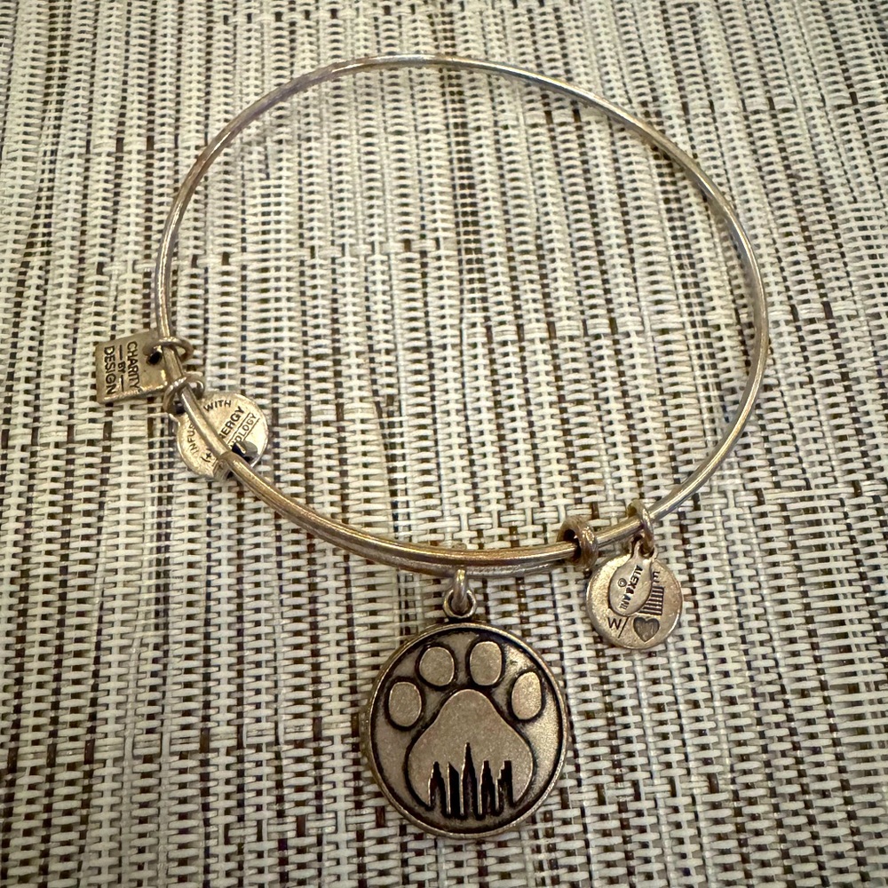 Alex and Ani 2014 Silver Paw Print Bangle Bracelet